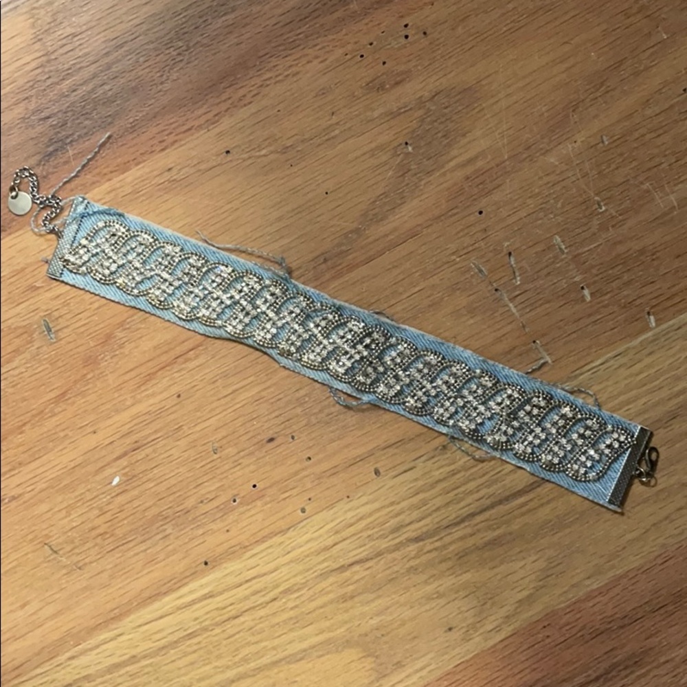Denim Rhinestone Choker